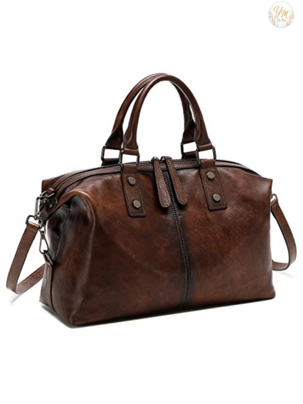 Genuine Leather Vintage Satchel Tote 3 Ways Cowhide